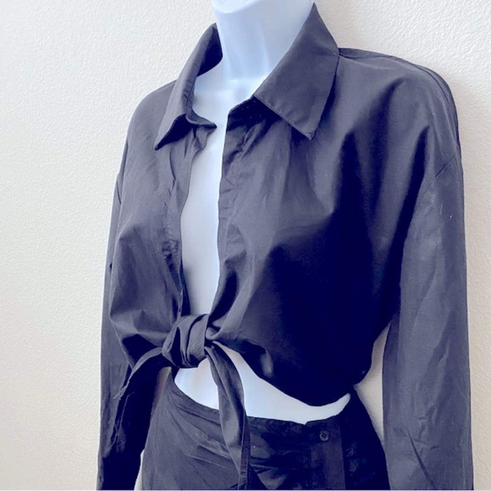 Miss Lola, Split Midriff, Tie at Bust, Shirred Lower Dress